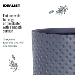 IDEALIST Dotted Style Grey Cylinder Planter With Legs, Round Indoor Plant Pot Stand For Indoor Plants D24.5 H35 Cm, 10L -Draper Tool Shop idealist dotted style grey cylinder planter with legs round indoor plant pot stand for indoor plants d24 5 h35 cm 10l5060874791966 06c MP
