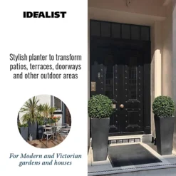 IDEALIST Faux Lead Dark Grey Light Concrete Garden Tall Planter, Outdoor Plant Pot With Tapered Shape H65 L32 W32 Cm, 67L -Draper Tool Shop idealist faux lead dark grey light concrete garden tall planter outdoor plant pot with tapered shape h65 l32 w32 cm 67l5000124401719 04c MP