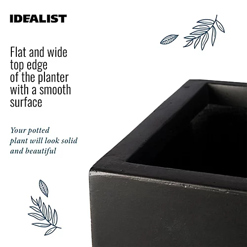 IDEALIST Flower Box Square Garden Planter, Black Light Concrete Outdoor Large Plant Pot H60 L60 W60 Cm, 195L 5 IDEALIST Flower Box Square Garden Planter, Black Light Concrete Outdoor Large Plant Pot H60 L60 W60 Cm, 195L - Image 3