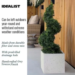 IDEALIST Flower Box Square Garden Planter, Grey Marble Light Concrete Outdoor Large Plant Pot H40 L40 W40 Cm, 65L -Draper Tool Shop idealist flower box square garden planter grey marble light concrete outdoor large plant pot h40 l40 w40 cm 65l5000124403157 06c MP