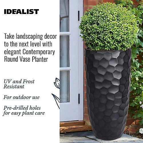 IDEALIST Mosaic Style Black Tall Round Vase Planter Outdoor Plant Pot D41.5 H77 Cm, 104L 5 IDEALIST Mosaic Style Black Tall Round Vase Planter Outdoor Plant Pot D41.5 H77 Cm, 104L - Image 3