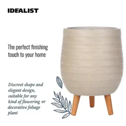 IDEALIST Plaited Style Beige Egg Planter With Legs, Round Indoor Plant Pot Stand For Indoor Plants D32 H43 Cm, 22L -Draper Tool Shop idealist plaited style beige egg planter with legs round indoor plant pot stand for indoor plants d32 h43 cm 22l5060874791454 06c MP
