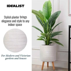 IDEALIST Plaited Style White Cylinder Planter With Legs, Round Indoor Plant Pot Stand For Indoor Plants D30 H46 Cm, 17.9L -Draper Tool Shop idealist plaited style white cylinder planter with legs round indoor plant pot stand for indoor plants d30 h46 cm 17 9l5060874791515 03c MP