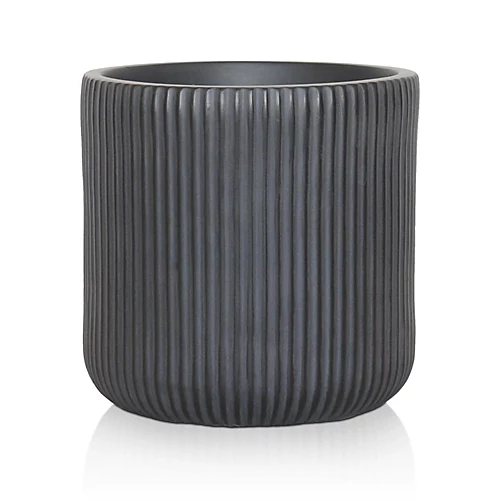 IDEALIST Ribbed Black Garden Round Planter, Outdoor Plant Pot D36.5 H37 Cm, 39L 3 IDEALIST Ribbed Black Garden Round Planter, Outdoor Plant Pot D36.5 H37 Cm, 39L