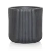 IDEALIST Ribbed Black Round Outdoor Planter D45 H45 Cm, 71.6L