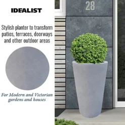 IDEALIST Stone Grey Light Concrete Round Garden Tall Planter, Outdoor Large Plant Pot H70 L50 W50 Cm, 137L 8 IDEALIST Stone Grey Light Concrete Round Garden Tall Planter, Outdoor Large Plant Pot H70 L50 W50 Cm, 137L -Draper Tool Shop idealist stone grey light concrete round garden tall planter outdoor large plant pot h70 l50 w50 cm 137l5000124403232 03c MP
