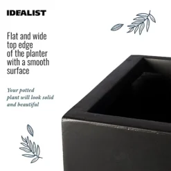 IDEALIST Tall Narrow Light Concrete Black Trough Planter H60 L70 W40 Cm, 168L -Draper Tool Shop idealist tall narrow light concrete black trough planter h60 l70 w40 cm 168l5000124401276 03c MP