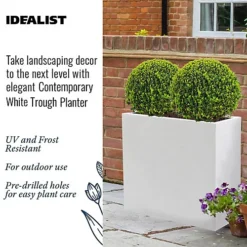 IDEALIST Tall Narrow Light Concrete White Trough Planter H50.5 L60 W30 Cm, 91L -Draper Tool Shop idealist tall narrow light concrete white trough planter h50 5 l60 w30 cm 91l5060874790068 03c MP