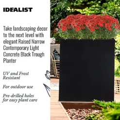 IDEALIST Tall Narrow Trough Garden Planter, Black Light Concrete Outdoor Large Plant Pot H72 L60.5 W22.5 Cm, 98L -Draper Tool Shop idealist tall narrow trough garden planter black light concrete outdoor large plant pot h72 l60 5 w22 5 cm 98l5000124401177 02c MP