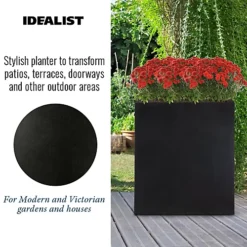 IDEALIST Tall Narrow Trough Garden Planter, Black Light Concrete Outdoor Large Plant Pot H72 L60.5 W22.5 Cm, 98L -Draper Tool Shop idealist tall narrow trough garden planter black light concrete outdoor large plant pot h72 l60 5 w22 5 cm 98l5000124401177 03c MP