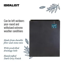 IDEALIST Tall Narrow Trough Garden Planter, Faux Lead Dark Grey Light Concrete Outdoor Large Plant Pot H72 L60.5 W22.5 Cm, 98L -Draper Tool Shop idealist tall narrow trough garden planter faux lead dark grey light concrete outdoor large plant pot h72 l60 5 w22 5 cm 98l5000124401139 06c MP