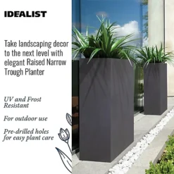 IDEALIST Tall Narrow Trough Garden Planter, Faux Lead Dark Grey Light Concrete Outdoor Plant Pot H92.5 L80.5 W30.5 Cm, 227L -Draper Tool Shop idealist tall narrow trough garden planter faux lead dark grey light concrete outdoor plant pot h92 5 l80 5 w30 5 cm 227l5000124401146 03c MP