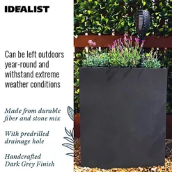 IDEALIST Tall Narrow Trough Garden Planter, Faux Lead Dark Grey Light Concrete Outdoor Plant Pot H92.5 L80.5 W30.5 Cm, 227L -Draper Tool Shop idealist tall narrow trough garden planter faux lead dark grey light concrete outdoor plant pot h92 5 l80 5 w30 5 cm 227l5000124401146 06c MP