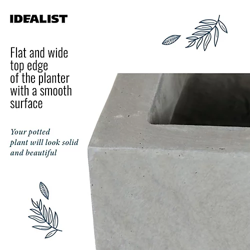IDEALIST Tall Narrow Trough Garden Planter, Grey Light Concrete Outdoor Large Plant Pot H50.5 L60 W30 Cm, 91L 5 IDEALIST Tall Narrow Trough Garden Planter, Grey Light Concrete Outdoor Large Plant Pot H50.5 L60 W30 Cm, 91L - Image 3