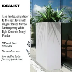 IDEALIST Tall Narrow Trough Garden Planter, White Light Concrete Outdoor Large Plant Pot H72 L60.5 W22.5 Cm, 98L -Draper Tool Shop idealist tall narrow trough garden planter white light concrete outdoor large plant pot h72 l60 5 w22 5 cm 98l5000124502034 03c MP