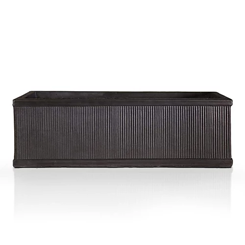 IDEALIST Vertical Ribbed Vintage Style Window Flower Box Garden Planter, Dark Grey Outdoor Plant Pot H17 L60 W17 Cm, 17L