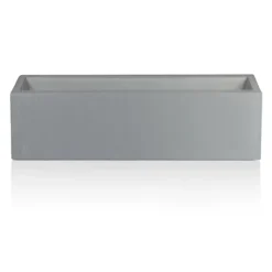 IDEALIST Window Flower Box Garden Planter, Grey Light Concrete Outdoor Plant Pot L60 W17 H17.5 Cm, 18L