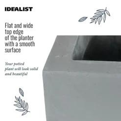 IDEALIST Window Flower Box Garden Planter, Grey Light Concrete Outdoor Plant Pot L60 W17 H17.5 Cm, 18L -Draper Tool Shop idealist window flower box garden planter grey light concrete outdoor plant pot l60 w17 h17 5 cm 18l8712062954512 03c MP