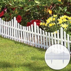 KCT 1 Pack - Interlocking Flexible White Picket Fence Garden Borders - 8 Pieces Total