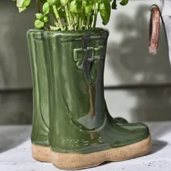 Large Dark Green Wellington Boots Outdoor Summer Ceramic Flower Pot Garden Planter Pot Gift For Gardeners -Draper Tool Shop large dark green wellington boots outdoor summer ceramic flower pot garden planter pot gift for gardeners5060633947870 03c MP