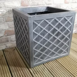 Large Lazio Square Grey Pewter Garden Planter 39cm H X 39cm W -Draper Tool Shop large lazio square grey pewter garden planter 39cm h x 39cm w5060559859783 06c MP