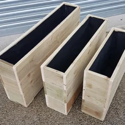 Large Lined 3 Tier Rough Sawn Garden Trough - 20cm Wide X 47cm High X 80cm Long