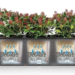 LECHUZA TRIO Cottage 40 Granite Self-watering Planter Plant Pot With Water Level Indicator H44 L130 W42 Cm, 3x31L -Draper Tool Shop lechuza trio cottage 40 granite self watering planter plant pot with water level indicator h44 l130 w42 cm 3x31l4008789150233 03c MP