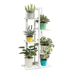 Livingandhome White 5 Tier Rustic Wooden Tall Potted Plant Display Stand 103 Cm -Draper Tool Shop livingandhome white 5 tier rustic wooden tall potted plant display stand 103 cm0735940287937 02c MP