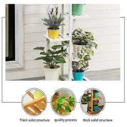 Livingandhome White 5 Tier Rustic Wooden Tall Potted Plant Display Stand 103 Cm -Draper Tool Shop livingandhome white 5 tier rustic wooden tall potted plant display stand 103 cm0735940287937 03c MP