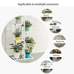 Livingandhome White 5 Tier Rustic Wooden Tall Potted Plant Display Stand 103 Cm -Draper Tool Shop livingandhome white 5 tier rustic wooden tall potted plant display stand 103 cm0735940287937 04c MP