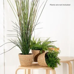 LIVIVO 3 Medium Seagrass Handwoven Belly Flower Plant Pots - Natural Indoor Woven Planter Pot - Great For Office & Home Decoration -Draper Tool Shop livivo 3 medium seagrass handwoven belly flower plant pots natural indoor woven planter pot great for office home decoration5056295309965 02c MP