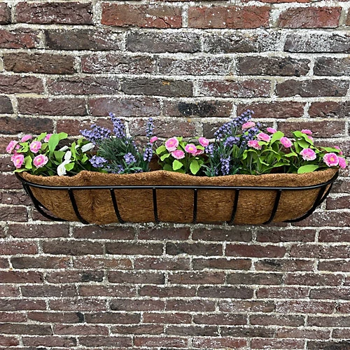 Manor Garden Black Metal Wall Basket Manger Trough Planter (90cm) 3 Manor Garden Black Metal Wall Basket Manger Trough Planter (90cm)