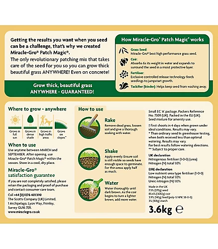 Miracle-Gro Patch Magic Lawn Repair 16m² 3.6kg 4 Miracle-Gro Patch Magic Lawn Repair 16m² 3.6kg - Image 2