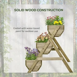 Outsunny 3 Tier Raised Garden Bed Wooden Elevated Planter Box Kit, Green -Draper Tool Shop outsunny 3 tier raised garden bed wooden elevated planter box kit green5056534547417 06c MP