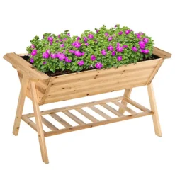 Outsunny Free Standing Wooden Planter Garden Raised Bed W/ Shelf, 148.5x79x82cm -Draper Tool Shop outsunny free standing wooden planter garden raised bed w shelf 148 5x79x82cm5056399121050 02c MP