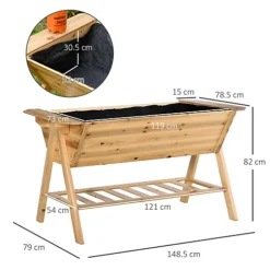 Outsunny Free Standing Wooden Planter Garden Raised Bed W/ Shelf, 148.5x79x82cm -Draper Tool Shop outsunny free standing wooden planter garden raised bed w shelf 148 5x79x82cm5056399121050 03c MP