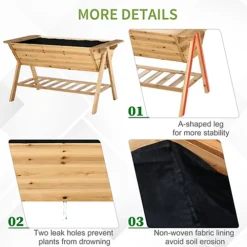 Outsunny Free Standing Wooden Planter Garden Raised Bed W/ Shelf, 148.5x79x82cm -Draper Tool Shop outsunny free standing wooden planter garden raised bed w shelf 148 5x79x82cm5056399121050 06c MP