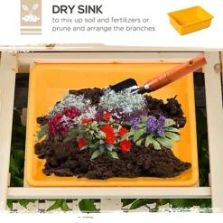Outsunny Garden Potting Bench Workstation Table W/ Sliding Tabletop & Dry Sink -Draper Tool Shop outsunny garden potting bench workstation table w sliding tabletop dry sink5056399128097 06c MP