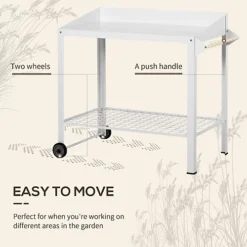Outsunny Metal Potting Bench Garden Planting Table Push Cart W/ Wheel, Hanger 9 Outsunny Metal Potting Bench Garden Planting Table Push Cart W/ Wheel, Hanger -Draper Tool Shop outsunny metal potting bench garden planting table push cart w wheel hanger5056029895726 06c MP