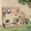 Outsunny Outdoor Wood Potting Table Garden Plant W/ Drawer, Hook, Slatted Shelf 1 Outsunny Outdoor Wood Potting Table Garden Plant W/ Drawer, Hook, Slatted Shelf -Draper Tool Shop outsunny outdoor wood potting table garden plant w drawer hook slatted shelf5056029888261 01c MP