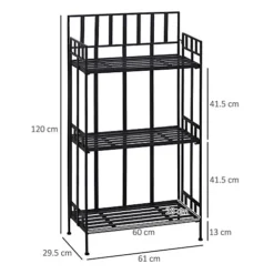 Outsunny Portable Retro 3-Tier Garden Plant Stand Metal Flower Display Rack -Draper Tool Shop outsunny portable retro 3 tier garden plant stand metal flower display rack5056029829561 03c MP