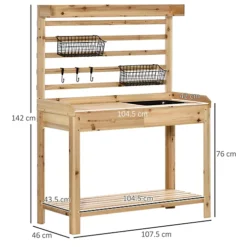 Outsunny Potting Bench Table W/ Sieve Screen, Removable Sink, Hooks & Basket -Draper Tool Shop outsunny potting bench table w sieve screen removable sink hooks basket5056534556952 03c MP