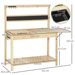 Outsunny Potting Bench Table Workstation W/ Chalkboard, Sink, Hooks And Drawer -Draper Tool Shop outsunny potting bench table workstation w chalkboard sink hooks and drawer5056534562106 03c MP