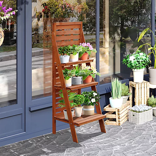 Outsunny Three-Tier Plant Rack Outdoor Organiser Unit Ladder Design Storage 2 Outsunny Three-Tier Plant Rack Outdoor Organiser Unit Ladder Design Storage