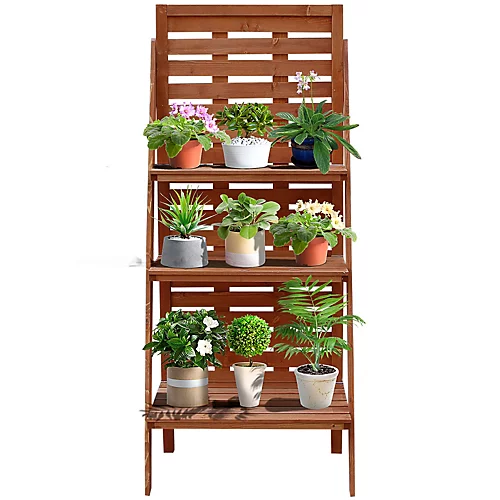 Outsunny Three-Tier Plant Rack Outdoor Organiser Unit Ladder Design Storage 3 Outsunny Three-Tier Plant Rack Outdoor Organiser Unit Ladder Design Storage - Image 2