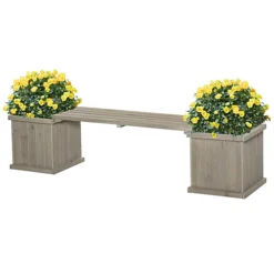 Outsunny Wooden Garden Planter & Bench Combination Raised Bed Grey 176L X 38W X 40H Cm -Draper Tool Shop outsunny wooden garden planter bench combination raised bed grey 176l x 38w x 40h cm5056534537784 02c MP
