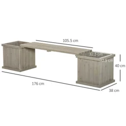 Outsunny Wooden Garden Planter & Bench Combination Raised Bed Grey 176L X 38W X 40H Cm -Draper Tool Shop outsunny wooden garden planter bench combination raised bed grey 176l x 38w x 40h cm5056534537784 03c MP