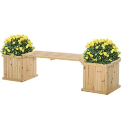 Outsunny Wooden Garden Planter & Bench Combination Raised Bed Natural -Draper Tool Shop outsunny wooden garden planter bench combination raised bed natural5056399118487 02c MP