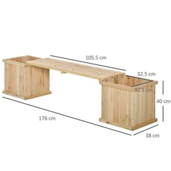 Outsunny Wooden Garden Planter & Bench Combination Raised Bed Natural -Draper Tool Shop outsunny wooden garden planter bench combination raised bed natural5056399118487 03c MP