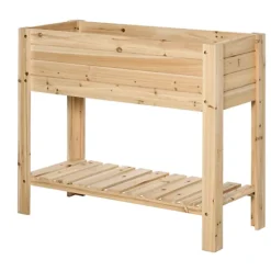 Outsunny Wooden Raised Garden Bed Plant Stand Box With Clapboard 100 X 40 X 84cm -Draper Tool Shop outsunny wooden raised garden bed plant stand box with clapboard 100 x 40 x 84cm5056399118883 02c MP